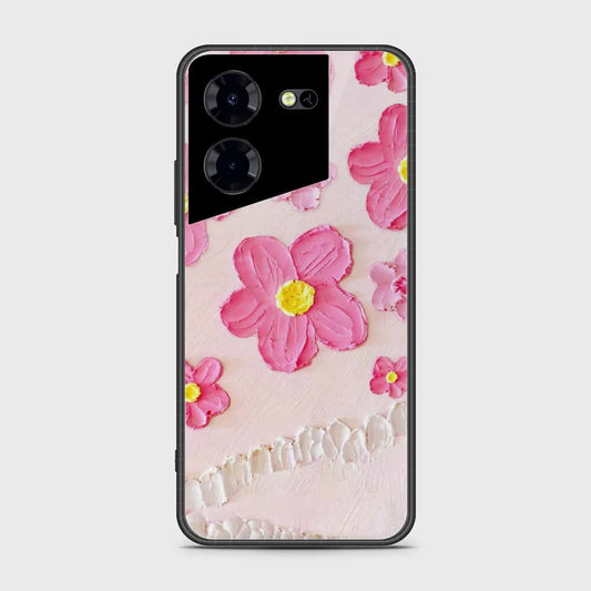 Tecno Pova 5 Pro Cover - Floral Series - Design 2 - Pink - HQ Ultra Shine Premium Infinity Glass Soft Silicon Borders Case