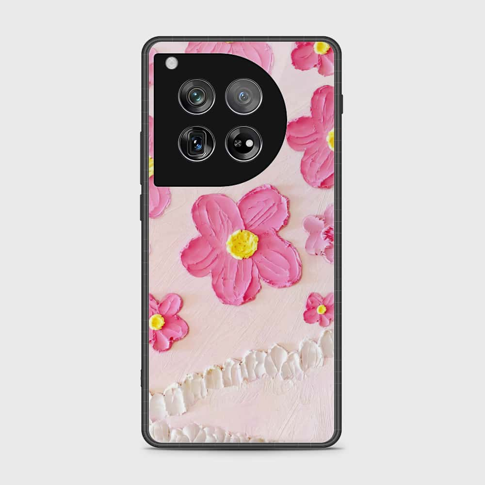 OnePlus 12 Cover - Floral Series - Design 2 - Pink - HQ Ultra Shine Premium Infinity Glass Soft Silicon Borders Case