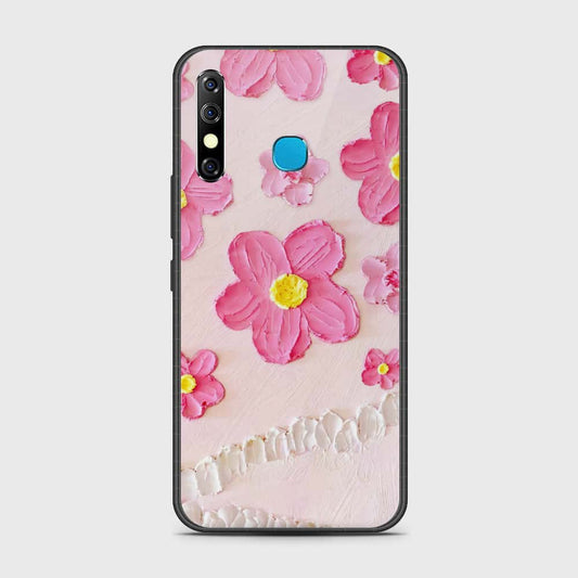 Infinix Hot 8 Cover - Floral Series - Design 2 - Pink - HQ Ultra Shine Premium Infinity Glass Soft Silicon Borders Case