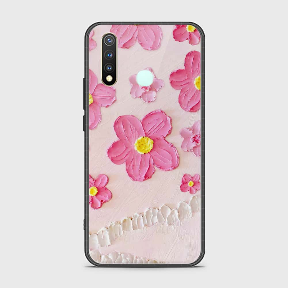 Vivo Y19 Cover - Floral Series - Design 2 - Pink - HQ Ultra Shine Premium Infinity Glass Soft Silicon Borders Case