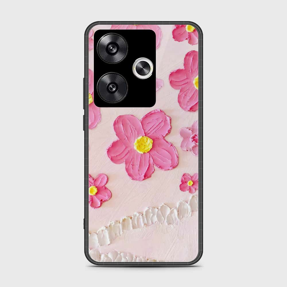 Xiaomi Redmi Turbo 3 Cover - Floral Series - Design 2 - Pink - HQ Ultra Shine Premium Infinity Glass Soft Silicon Borders Case