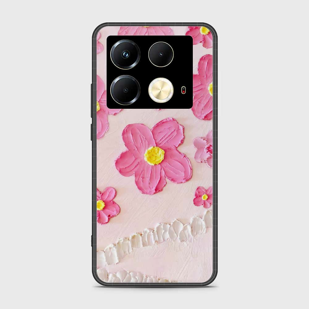 Infinix Note 40 Cover - Floral Series - Design 2 - Pink - HQ Ultra Shine Premium Infinity Glass Soft Silicon Borders Case