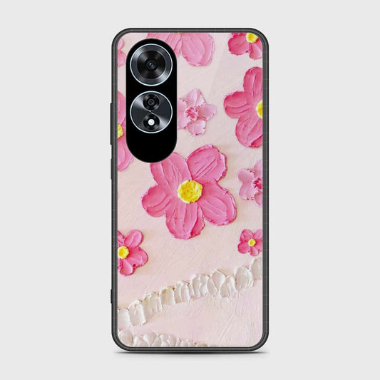 Oppo A60 Cover - Floral Series - Design 2 - Pink - HQ Ultra Shine Premium Infinity Glass Soft Silicon Borders Case