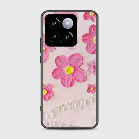 Xiaomi 14 Cover - Floral Series - Design 2 - Pink - HQ Ultra Shine Premium Infinity Glass Soft Silicon Borders Case