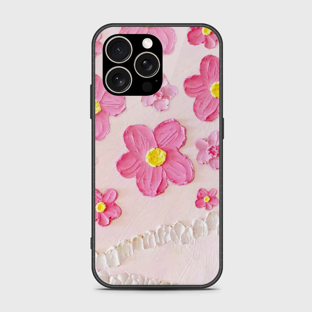 iPhone 15 Pro Cover - Floral Series - Design 2 - Pink - HQ Ultra Shine Premium Infinity Glass Soft Silicon Borders Case