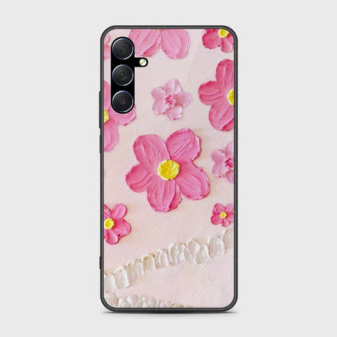 Samsung Galaxy M54 Cover - Floral Series - Design 2 - Pink - HQ Ultra Shine Premium Infinity Glass Soft Silicon Borders Case