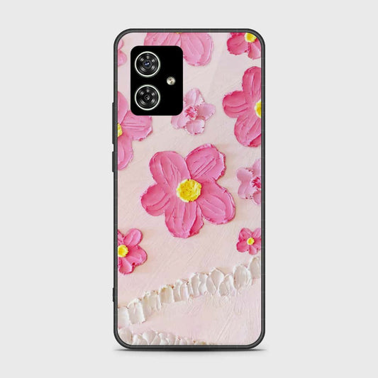 Motorola Moto G54 Cover - Floral Series - Design 2 - Pink - HQ Ultra Shine Premium Infinity Glass Soft Silicon Borders Case