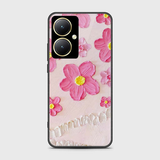 Vivo Y35 Plus Cover - Floral Series - Design 2 - Pink - HQ Ultra Shine Premium Infinity Glass Soft Silicon Borders Case