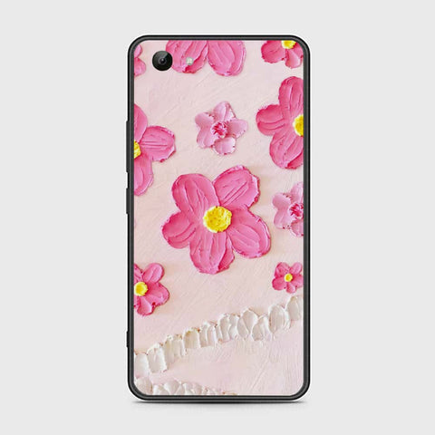 Vivo Y81 Cover - Floral Series - Design 2 - Pink - HQ Ultra Shine Premium Infinity Glass Soft Silicon Borders Case