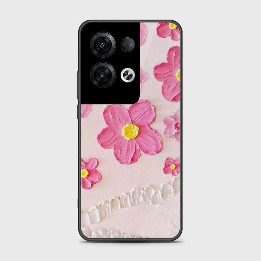 Oppo Reno 8 Pro Cover - Floral Series - Design 2 - Pink - HQ Ultra Shine Premium Infinity Glass Soft Silicon Borders Case