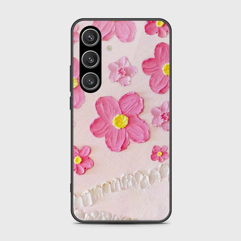 Samsung Galaxy S24 Cover - Floral Series - Design 2 - Pink - HQ Ultra Shine Premium Infinity Glass Soft Silicon Borders Case