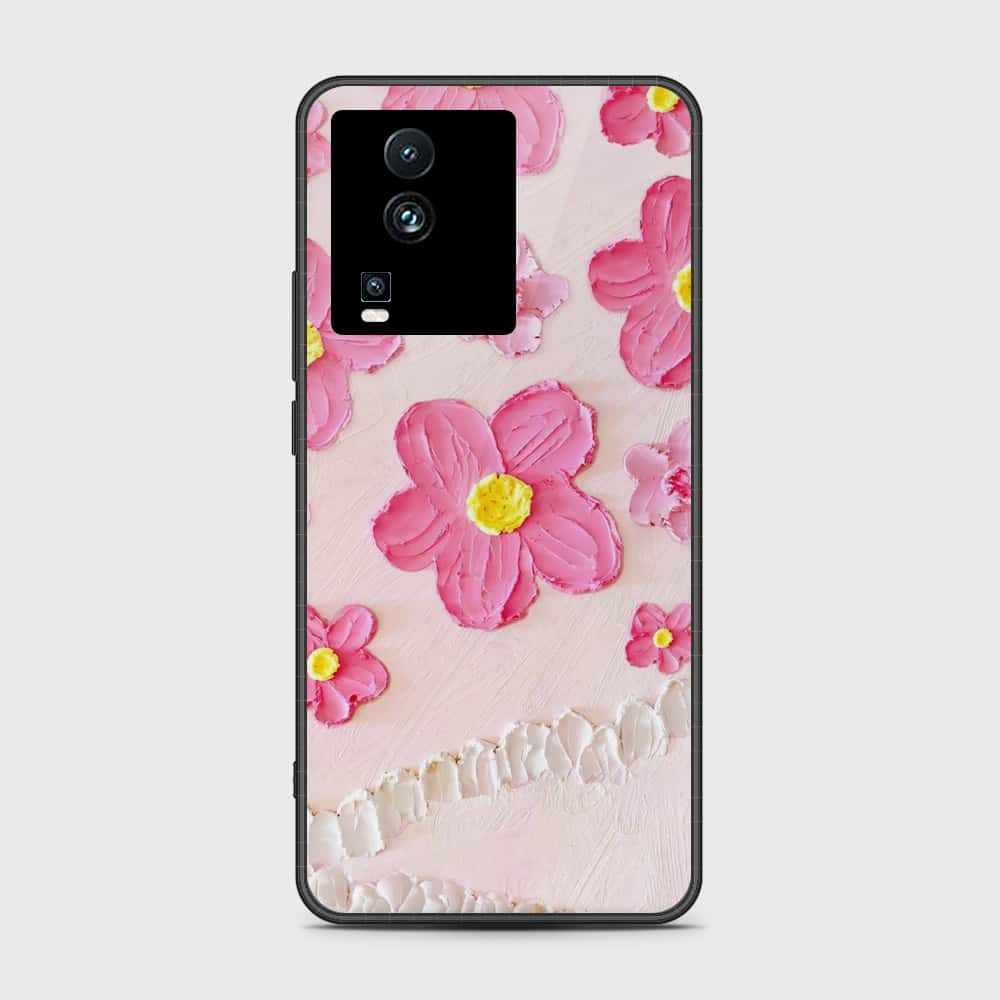 Vivo iQOO Neo 7 Cover - Floral Series - Design 2 - Pink - HQ Ultra Shine Premium Infinity Glass Soft Silicon Borders Case