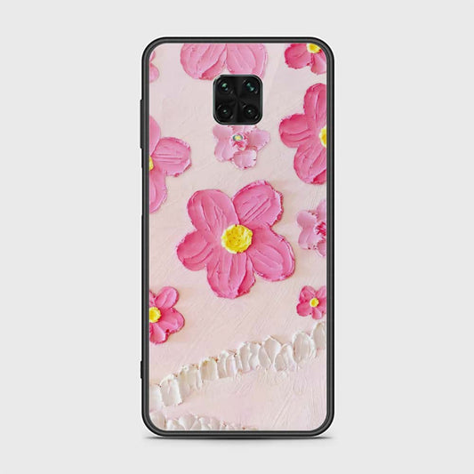 Xiaomi Redmi Note 9S Cover - Floral Series - Design 2 - Pink - HQ Ultra Shine Premium Infinity Glass Soft Silicon Borders Case