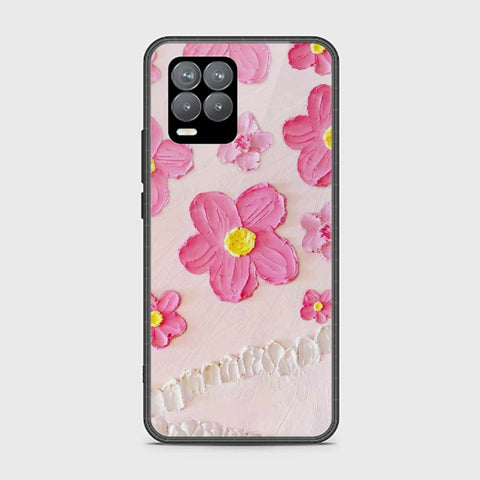 Realme 8 Pro Cover - Floral Series - Design 2 - Pink - HQ Ultra Shine Premium Infinity Glass Soft Silicon Borders Case