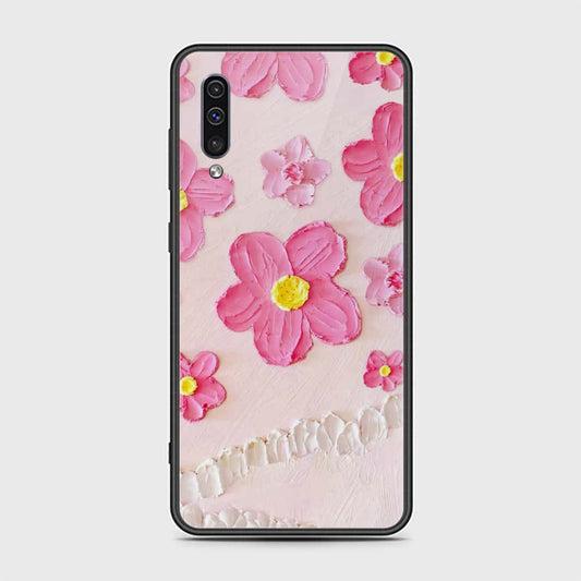 Samsung Galaxy A30s Cover - Floral Series - Design 2 - Pink - HQ Ultra Shine Premium Infinity Glass Soft Silicon Borders Case