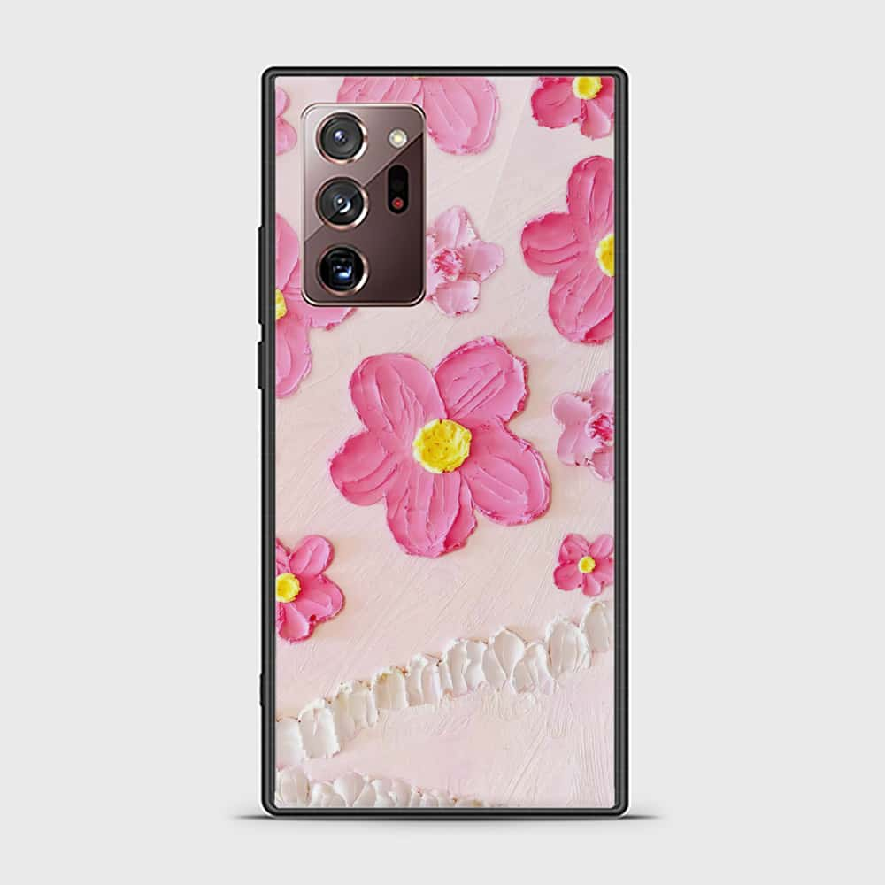 Samsung Galaxy Note 20 Ultra Cover - Floral Series - Design 2 - Purple & Aqua - HQ Ultra Shine Premium Infinity Glass Soft Silicon Borders Case