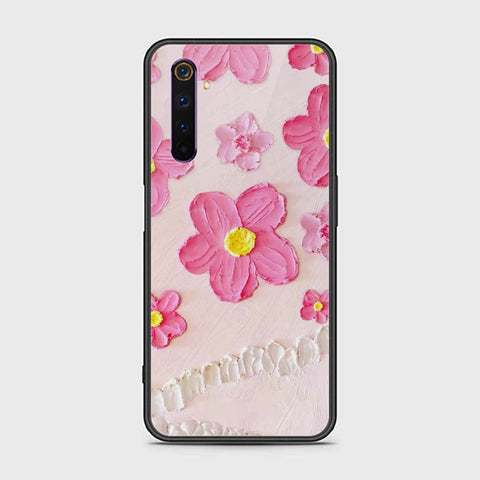 Realme 6 Pro Cover - Floral Series - Design 2 - Pink - HQ Ultra Shine Premium Infinity Glass Soft Silicon Borders Case