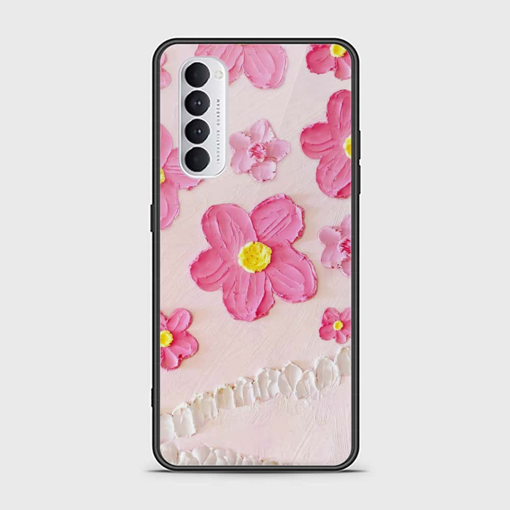 Oppo Reno 4 Pro Cover - Floral Series - Design 2 - Pink - HQ Ultra Shine Premium Infinity Glass Soft Silicon Borders Case