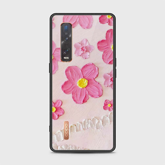 Oppo Find X2 Pro Cover - Floral Series - Design 2 - Pink - HQ Ultra Shine Premium Infinity Glass Soft Silicon Borders Case