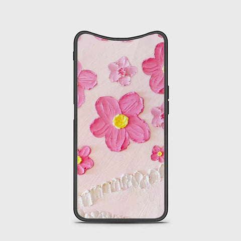 Oppo Find X Cover - Floral Series - Design 2 - Pink - HQ Ultra Shine Premium Infinity Glass Soft Silicon Borders Case