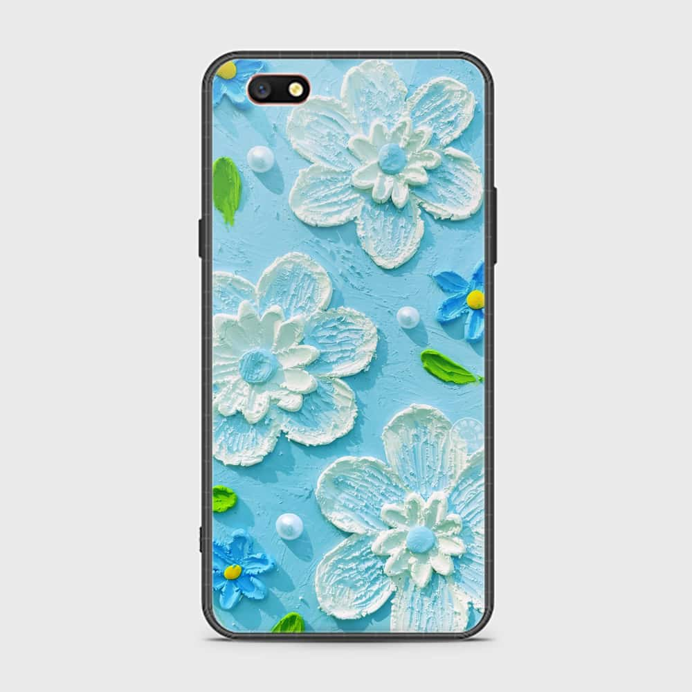 Oppo A77 Cover - Floral Series - Design 3 - Purple & Aqua - HQ Ultra Shine Premium Infinity Glass Soft Silicon Borders Case