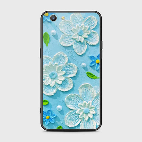 Oppo F1S Cover - Floral Series - Design 3 - Purple & Aqua - HQ Ultra Shine Premium Infinity Glass Soft Silicon Borders Case