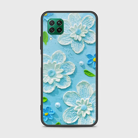 Huawei Nova 7i Cover - Floral Series - Design 3 - Sky Blue - HQ Ultra Shine Premium Infinity Glass Soft Silicon Borders Case