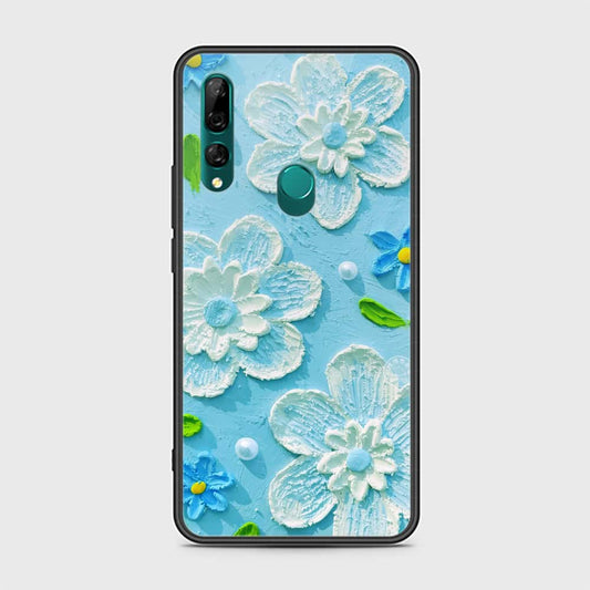 Huawei Y9 Prime 2019 Cover - Floral Series - Design 3 - Sky Blue - HQ Ultra Shine Premium Infinity Glass Soft Silicon Borders Case