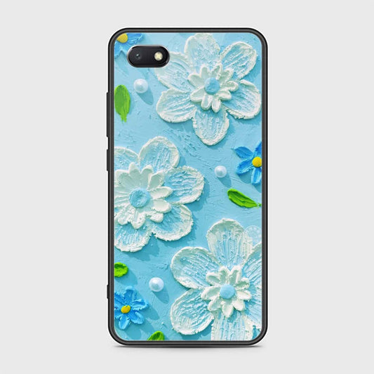 Y5 2018 Cover - Floral Series - Design 3 - Sky Blue - HQ Ultra Shine Premium Infinity Glass Soft Silicon Borders Case