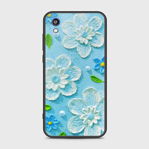 Huawei Honor 8S Cover - Floral Series - Design 3 - Sky Blue - HQ Ultra Shine Premium Infinity Glass Soft Silicon Borders Case