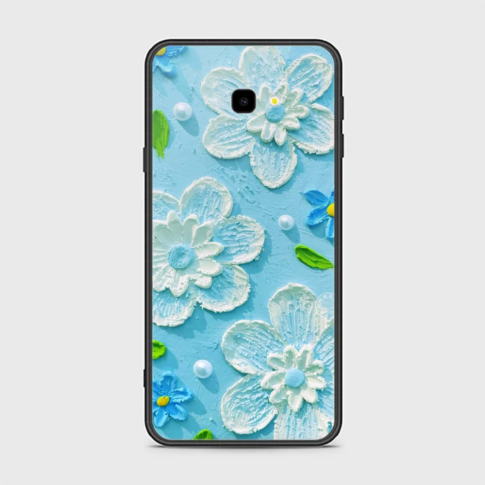 Samsung Galaxy J4 Plus Cover - Floral Series - Design 3 - Sky Blue - HQ Ultra Shine Premium Infinity Glass Soft Silicon Borders Case