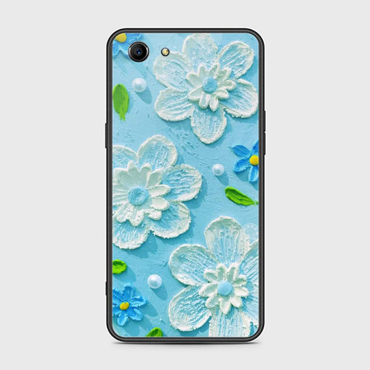 Oppo A83 Cover - Floral Series - Design 3 - Sky Blue - HQ Ultra Shine Premium Infinity Glass Soft Silicon Borders Case