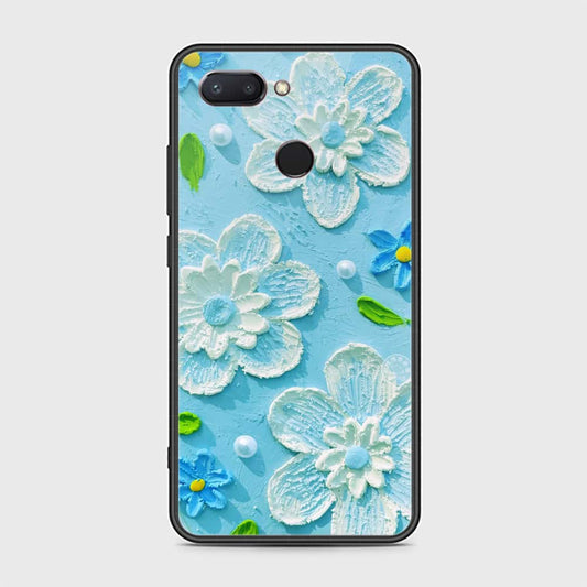 Xiaomi Mi 8 Lite Cover - Floral Series - Design 3 - Sky Blue - HQ Ultra Shine Premium Infinity Glass Soft Silicon Borders Case