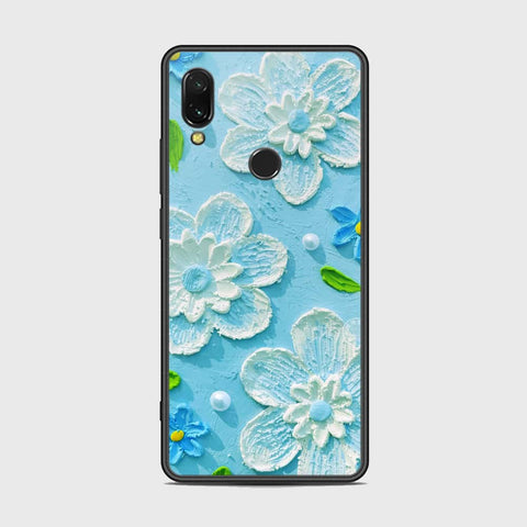 Xiaomi Redmi 7 Cover - Floral Series - Design 3 - Sky Blue - HQ Ultra Shine Premium Infinity Glass Soft Silicon Borders Case