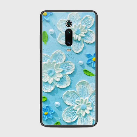 Xiaomi Mi 9T Pro Cover - Floral Series - Design 3 - Sky Blue - HQ Ultra Shine Premium Infinity Glass Soft Silicon Borders Case