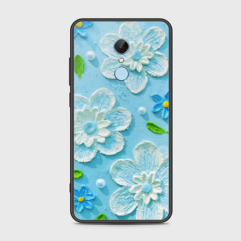 Redmi 5 Plus Cover - Floral Series - Design 3 - Sky Blue - HQ Ultra Shine Premium Infinity Glass Soft Silicon Borders Case