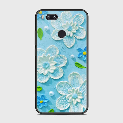 Xiaomi Redmi A1 Cover - Floral Series - Design 3 - Sky Blue - HQ Ultra Shine Premium Infinity Glass Soft Silicon Borders Case