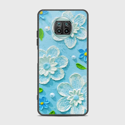 Xiaomi Mi 10 Lite 5G Cover - Floral Series - Design 3 - Sky Blue - HQ Ultra Shine Premium Infinity Glass Soft Silicon Borders Case