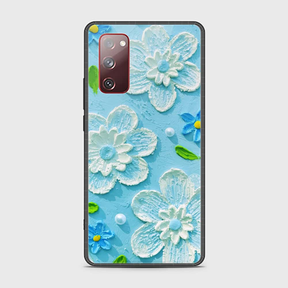 Samsung Galaxy S20 FE Cover - Floral Series - Design 3 - Sky Blue - HQ Ultra Shine Premium Infinity Glass Soft Silicon Borders Case