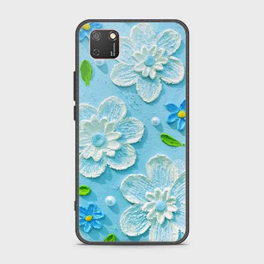 Huawei Y5p Cover - Floral Series - Design 3 - Sky Blue - HQ Ultra Shine Premium Infinity Glass Soft Silicon Borders Case