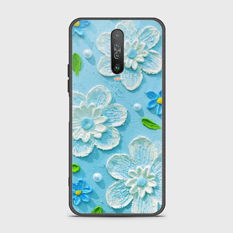 Xiaomi Redmi K30 Cover - Floral Series - Design 3 - Sky Blue - HQ Ultra Shine Premium Infinity Glass Soft Silicon Borders Case