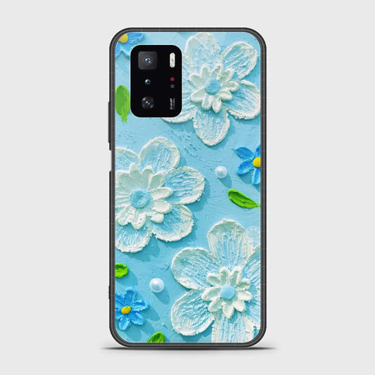 Xiaomi Poco X3 GT Cover - Floral Series - Design 3 - Sky Blue - HQ Ultra Shine Premium Infinity Glass Soft Silicon Borders Case