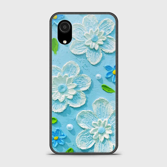 Samsung Galaxy A03 Core Cover - Floral Series - Design 3 - Sky Blue - HQ Ultra Shine Premium Infinity Glass Soft Silicon Borders Case