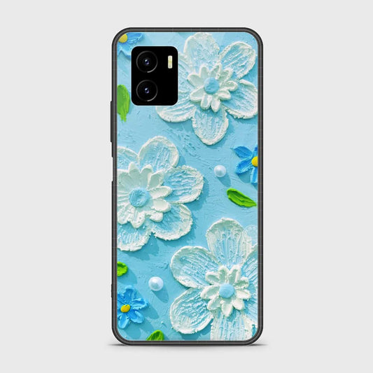 Vivo Y15a Cover - Floral Series - Design 3 - Sky Blue - HQ Ultra Shine Premium Infinity Glass Soft Silicon Borders Case