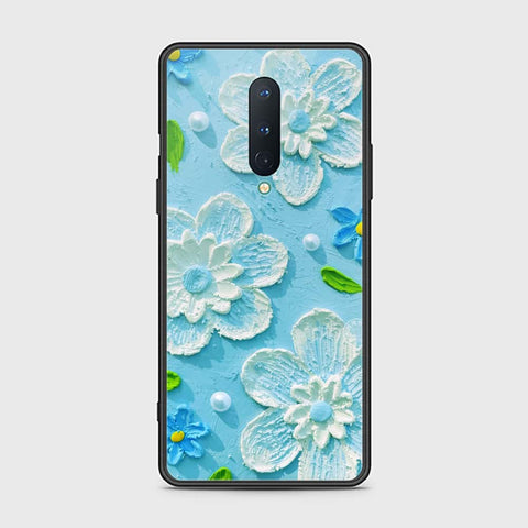 OnePlus 8 Cover - Floral Series - Design 3 - Purple & Aqua - HQ Ultra Shine Premium Infinity Glass Soft Silicon Borders Case