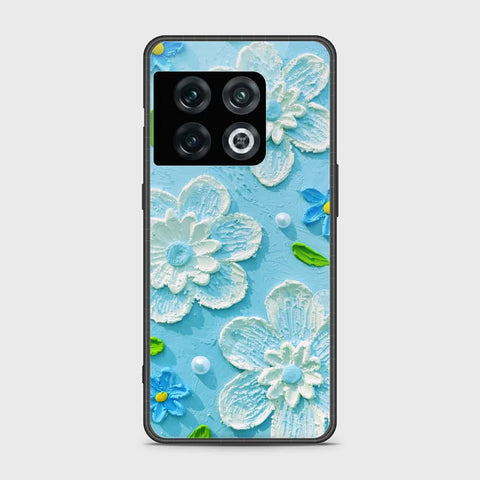 OnePlus 10 Pro Cover - Floral Series - Design 3 - Sky Blue - HQ Ultra Shine Premium Infinity Glass Soft Silicon Borders Case