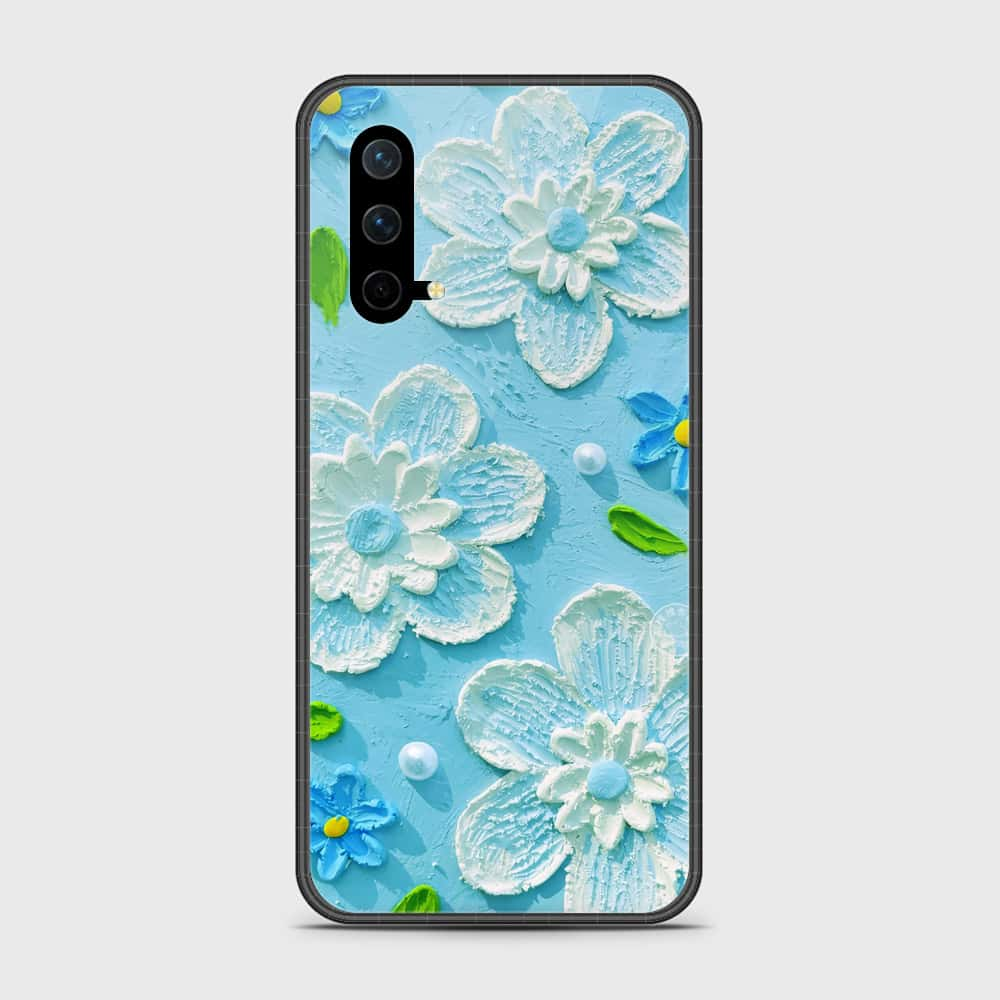 OnePlus Nord CE 5G Cover - Floral Series - Design 3 - Sky Blue - HQ Ultra Shine Premium Infinity Glass Soft Silicon Borders Case