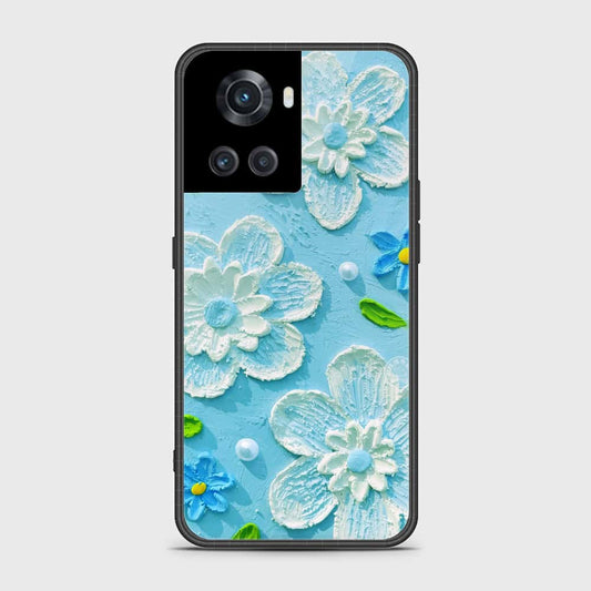 OnePlus 10 Cover - Floral Series - Design 3 - Sky Blue - HQ Ultra Shine Premium Infinity Glass Soft Silicon Borders Case