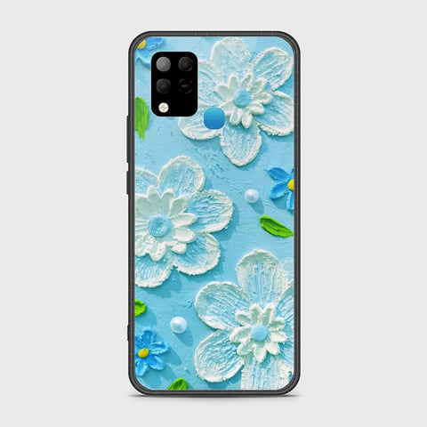 Infinix Hot 10s Cover - Floral Series - Design 3 - Sky Blue - HQ Ultra Shine Premium Infinity Glass Soft Silicon Borders Case