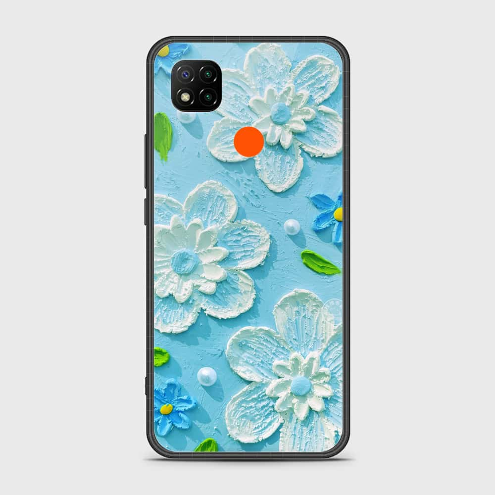 Xiaomi Redmi 10A Cover - Floral Series - Design 3 - Sky Blue - HQ Ultra Shine Premium Infinity Glass Soft Silicon Borders Case